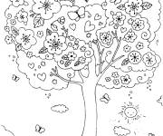 Coloriage Magnifique arbre en beau temps de printemps