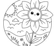 Coloriage Mandala Printemps facile
