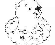 Coloriage Marmotte sortant de son terrier pendant le printemps