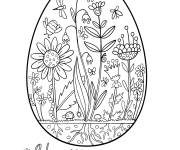 Coloriage Mod&egrave;le sur le th&egrave;me de Printemps en forme d'&oelig;uf de P&acirc;ques