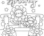 Coloriage On aime tous la saison du Printemps