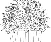Coloriage Panier de fleur du Printemps