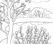 Coloriage Paysage de printemps impressionnant