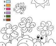 Coloriage Paysage de printemps num&eacute;rot&eacute;