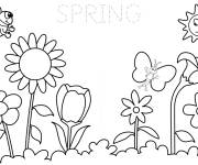 Coloriage Paysage du Printemps imprimable
