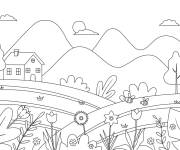 Coloriage Paysage printemps haut qualit&eacute; &agrave; impri