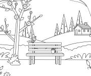 Coloriage Paysage Printemps style