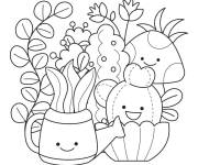Coloriage Plante de Printemps kawaii