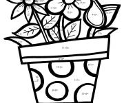 Coloriage Pot des fleurs du Printemps magique par num&eacute;ro