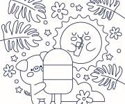 Coloriage Printemps CP avec cochon mignon