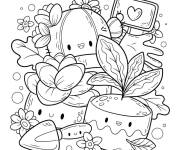 Coloriage Printemps kawaii &agrave; impri