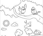 Coloriage Sc&egrave;ne de la compagne pendant les magnifiques moment du printemps