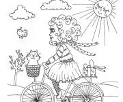 Coloriage Sc&egrave;ne de promenade en avril de dessin anim&eacute;