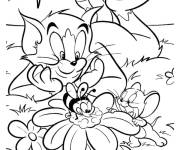 Coloriage Tom et Jerry s'amusent au printemps