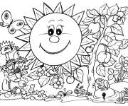Coloriage Tous les &eacute;l&eacute;ments du Printemps