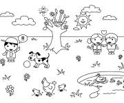 Coloriage Un journ&eacute;e printani&egrave;re