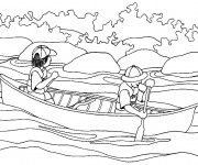 Coloriage et dessins gratuit Navire sur la Rivière à imprimer