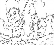 Coloriage pêche dans la rivière