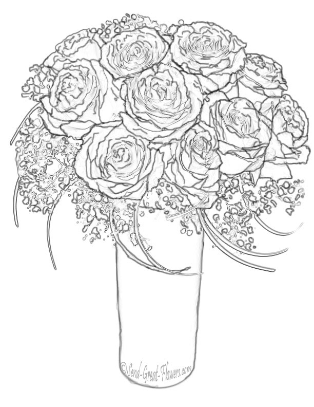 Coloriage Bouquet de Rose sensation dessin gratuit à imprimer