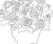 Coloriage Bouquet de Roses rouges et blanches