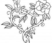 Coloriage Rose  d'amour rouge