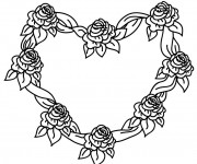 Coloriage Roses Coeur d'amour