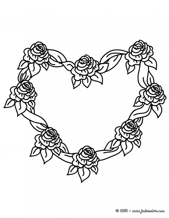 Coloriage et dessins gratuits Roses Coeur d'amour à imprimer
