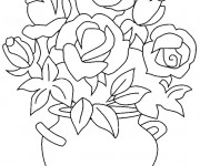 Coloriage Roses et vase