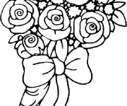 Coloriage Roses rouges  en bouquet