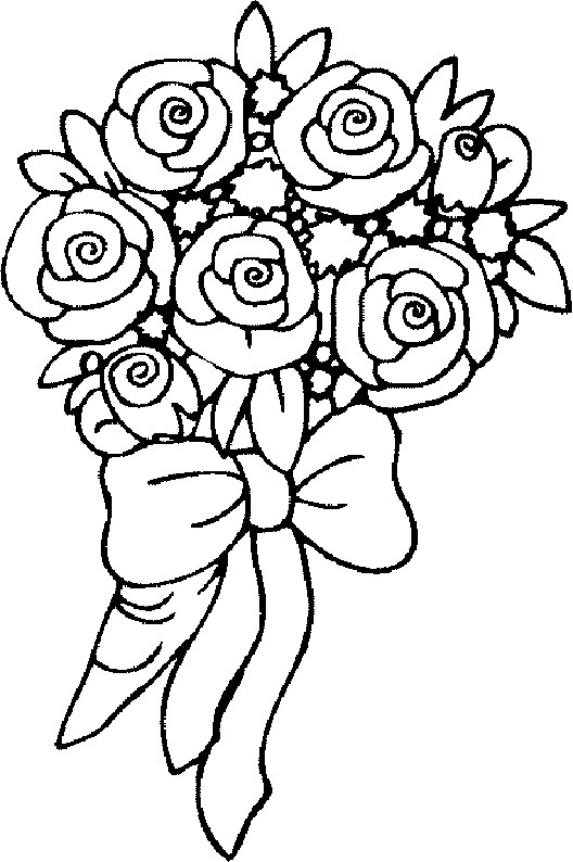 Coloriage Roses Rouges En Bouquet Dessin Gratuit à Imprimer