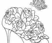 Coloriage Roses sur Chaussure