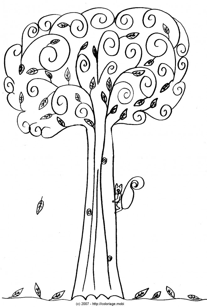 Coloriage Arbres Automne Couleur Dessin Gratuit à Imprimer