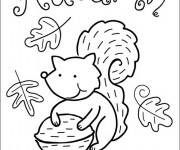 Coloriage et dessins gratuit Ecureuil et Automne à imprimer