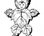 Coloriage Enfant en Feuille