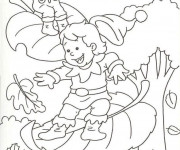 Coloriage et dessins gratuit Feuilles qui tombent en Automne à imprimer