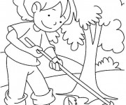 Coloriage La fille au Jardin stylis&eacute;