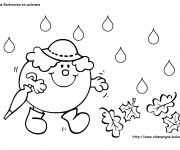 Coloriage Madame Bonhomme en Automne
