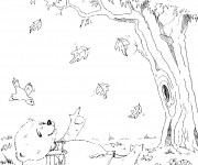 Coloriage et dessins gratuit Ours Automne dessin animé à imprimer