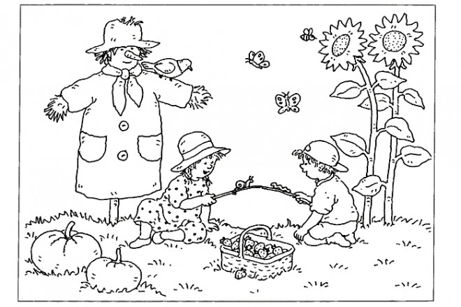 Coloriage Paysage De Champ En Automne Dessin Gratuit à Imprimer