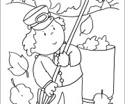 Coloriage Petit Enfant au jardin en Automne