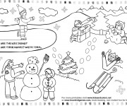 Coloriage Activités d'enfants pendant L'Hiver