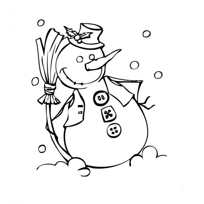 Coloriage Bonhomme de Neige rigolo dessin gratuit à imprimer