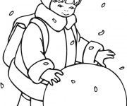 Coloriage Enfant et la Boule de Neige