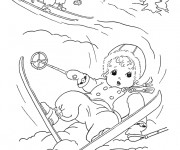 Coloriage Enfants font du Ski