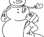 Coloriage fier de son bonhomme de neige