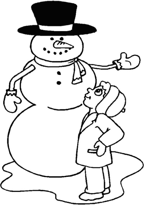 Coloriage et dessins gratuits fier de son bonhomme de neige à imprimer