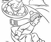 Coloriage glissade sur neige