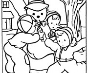 Coloriage Hiver maternelle en noir et blanc