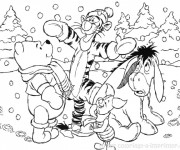 Coloriage Les animaux en Hiver dessin animé