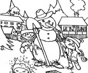 Coloriage Les enfants et La Neige